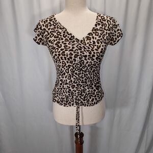 Olivia Rae Leopard Print Short Sleeve Top